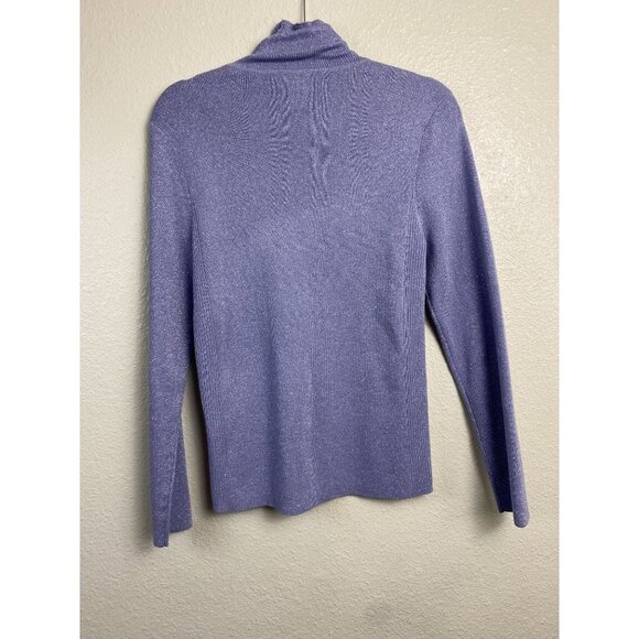 Chico's Purple Turtleneck Sweaters Womens size Medium Knit Metallic Party Event - Picture 2 of 10
